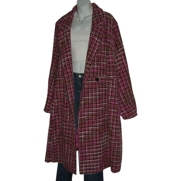 Torrid Coat Pink Pea Trench Boucle Parisian Kate Middleton Preppy Plus Tweed 5X - Picture 6 of 16